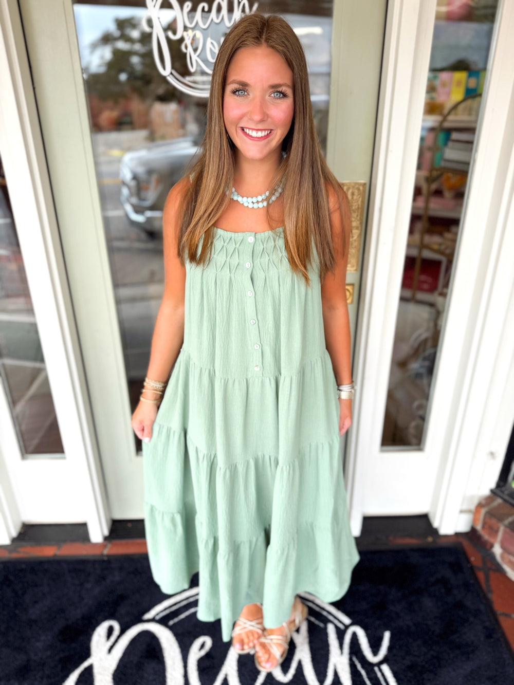 Cami dress with button detailing 