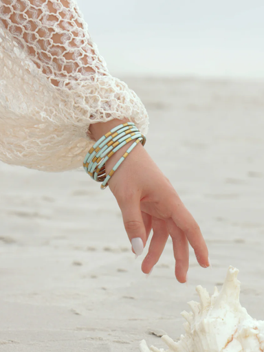 Mint veda Bangles on girl at beach