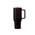 Tortoise shell tumbler with a handle and straw