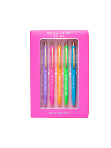 Motivational Multi-colorful Black ink pens