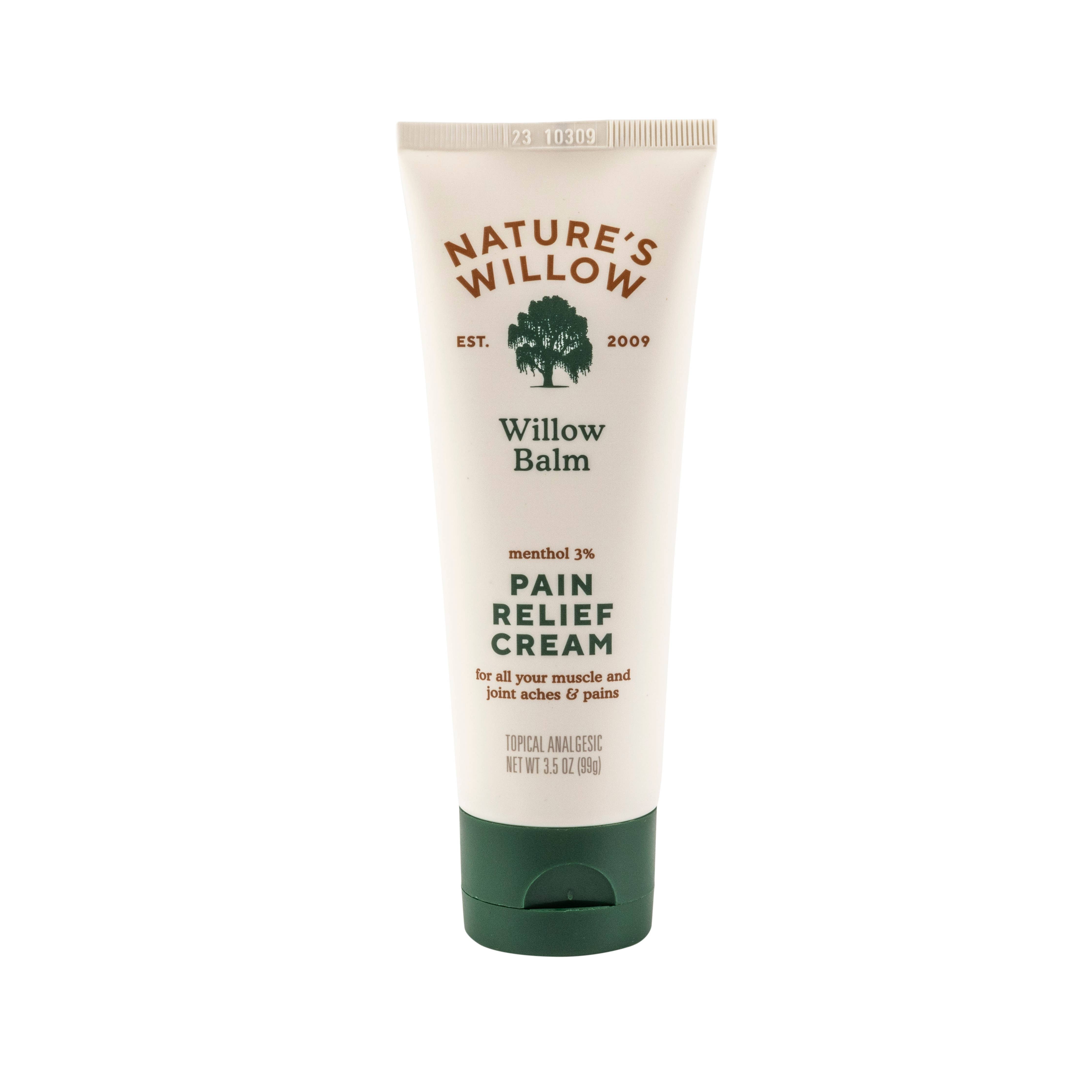 Nature's Willow Pain Relief Cream tube on a white background