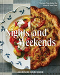 Cookbook cover with two dishes and the title 'Nights and Weekends' by Alexis de Boschnek.