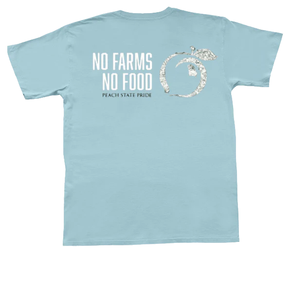 No Farms No Food Tee in Light Blue by Peach State Pride