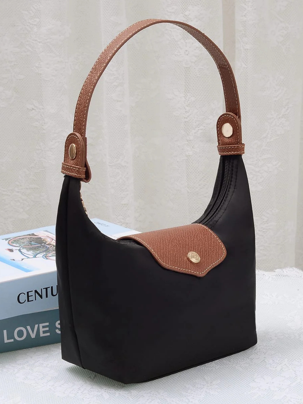 Nora Nylon handled Bag in Black