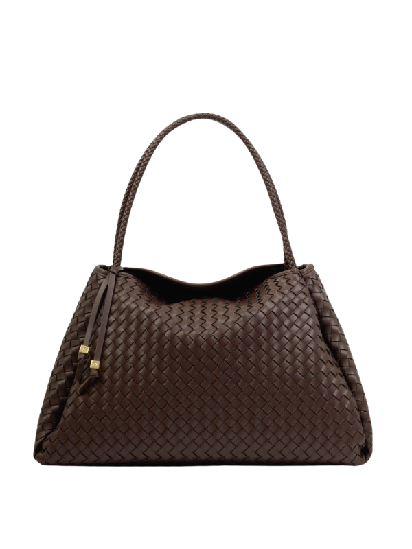 Nova Hand Woven Large Shoulder Bag with tassel in Chocolate By Katie Loxton