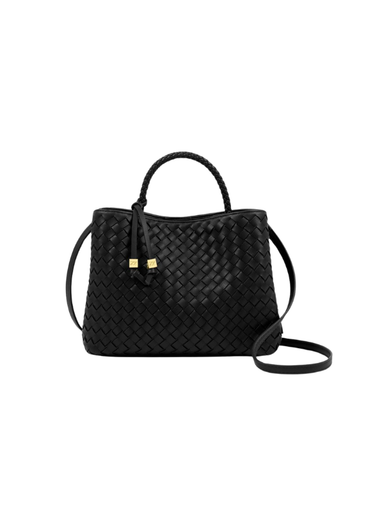 Woven Top Handle Bag in Black By Katie Loxton