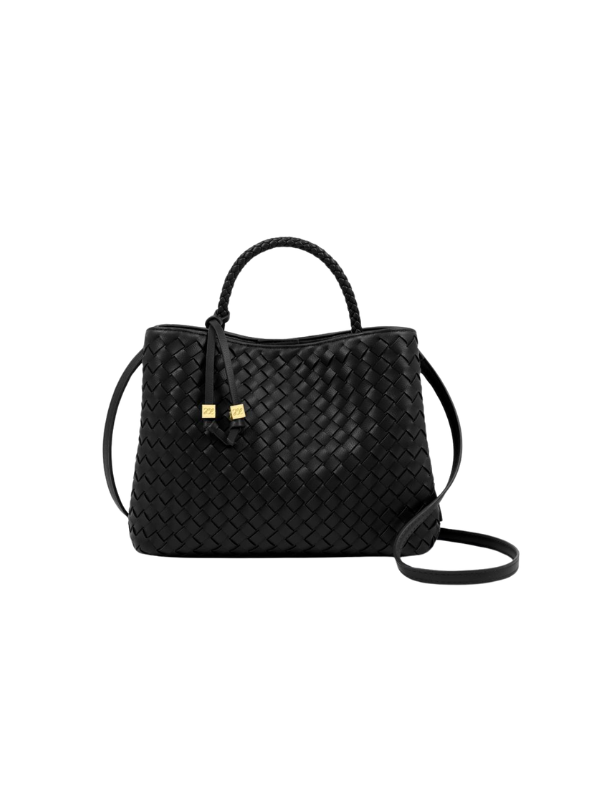 Woven Top Handle Bag in Black By Katie Loxton
