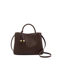 Woven Top Handle Bag in Chocolate By Katie Loxton