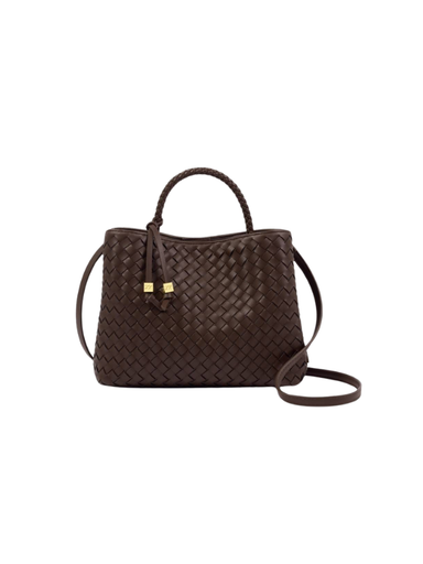 Woven Top Handle Bag in Chocolate By Katie Loxton