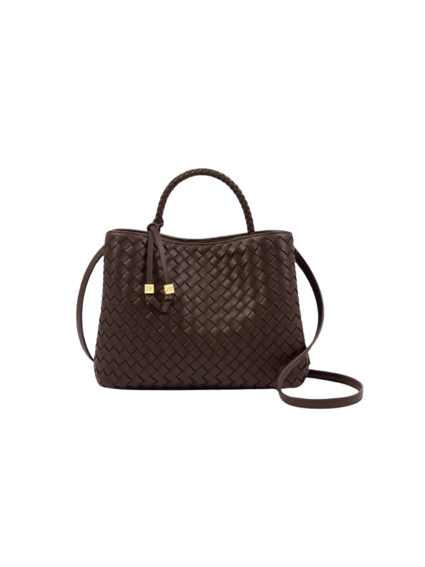 Woven Top Handle Bag in Chocolate By Katie Loxton