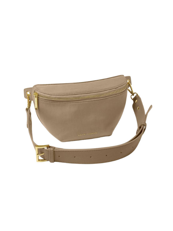 Nylon-Luxe Belt Bag in Taupe By Katie Loxton crossbody