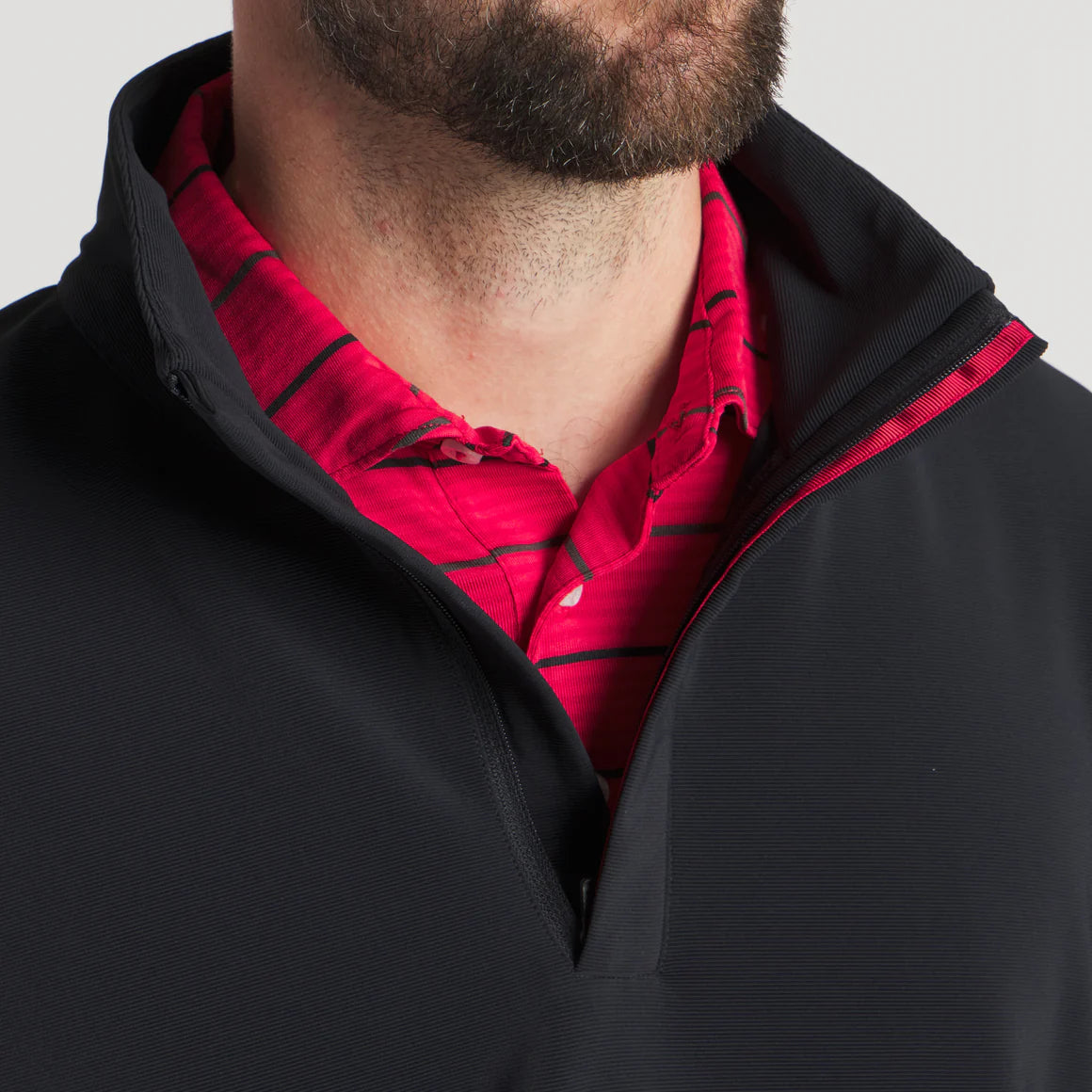 Canton Performance Quarterzip in Black/Red By Southern Marsh