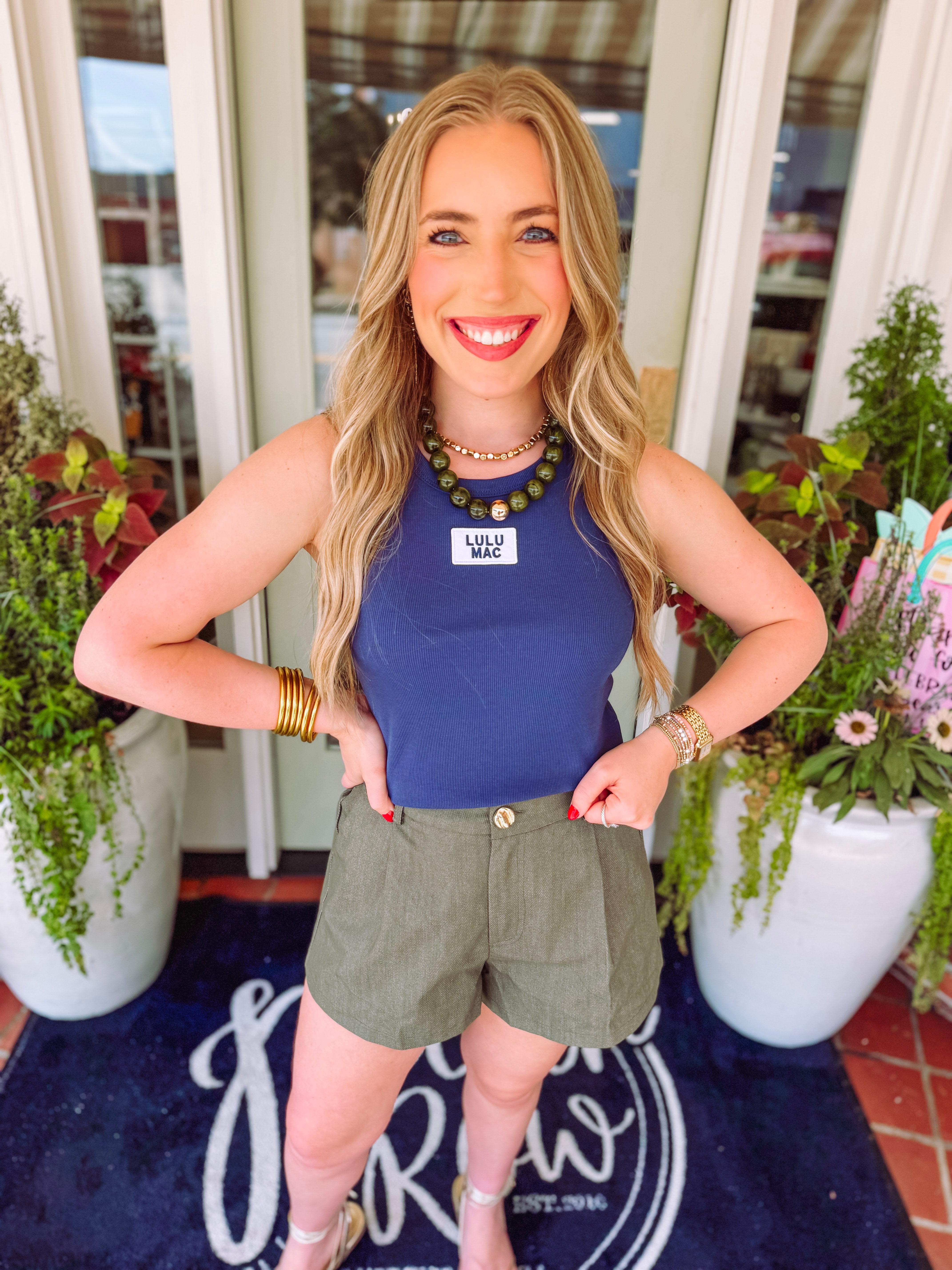 Lulu Mac monochrome tank top in navy