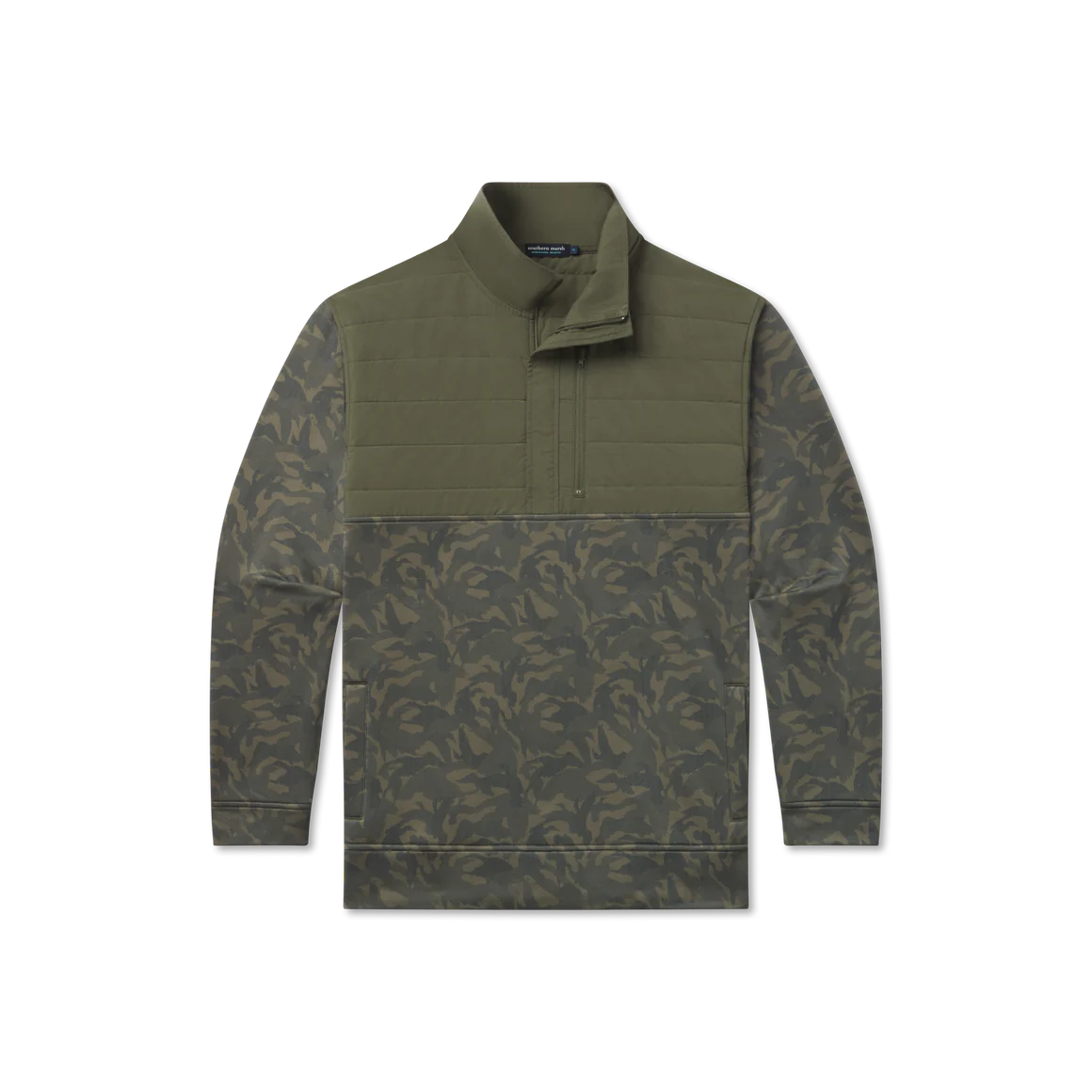 Harris Duck Camo Stretch Pullover in Dark Olive by Southern Marsh