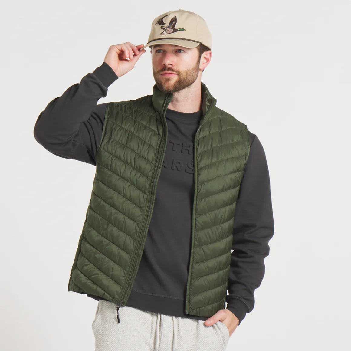 Mallard Quilted Performance Vest in Dark Olive by Southern Marsh