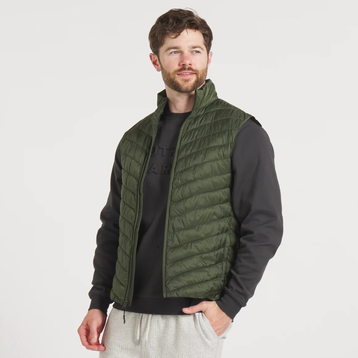 Mallard Quilted Performance Vest in Dark Olive by Southern Marsh