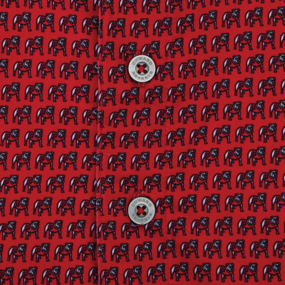 Standing Bulldog Printed Polo in Red By Onward Reserve