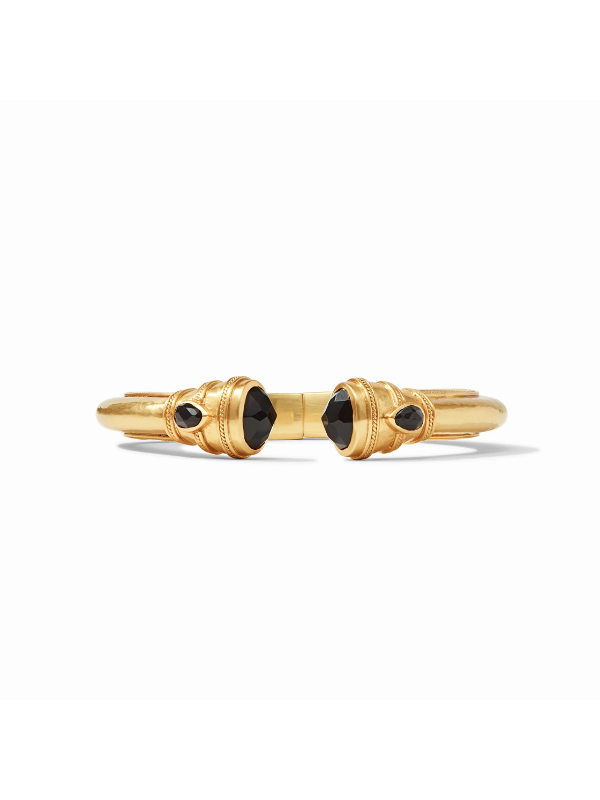 Gold bracelet with black gemstones