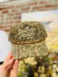 brown camo with southern marsh cursive 