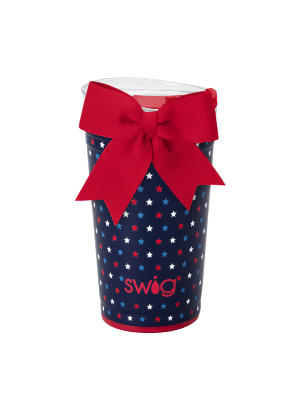 Oh My Stars Party Cup by Swig Life red white and blue stars patriotic America 4th of July travel cup