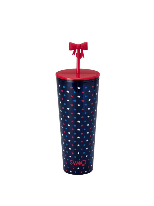Oh My Stars Plastic 240z Tumbler By Swig red white blue travel cup American patriotic stars