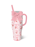 pink 40oz with santa hanging from a bow