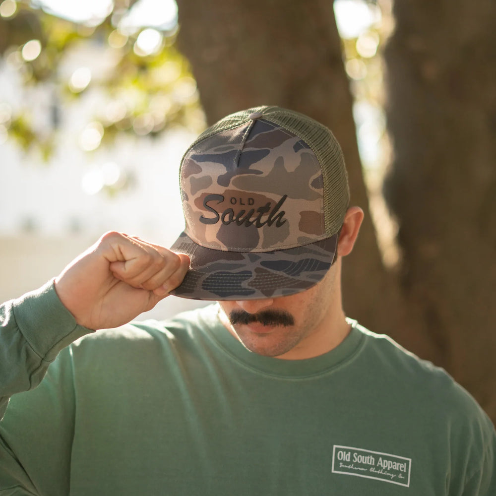 camo and green old south hat