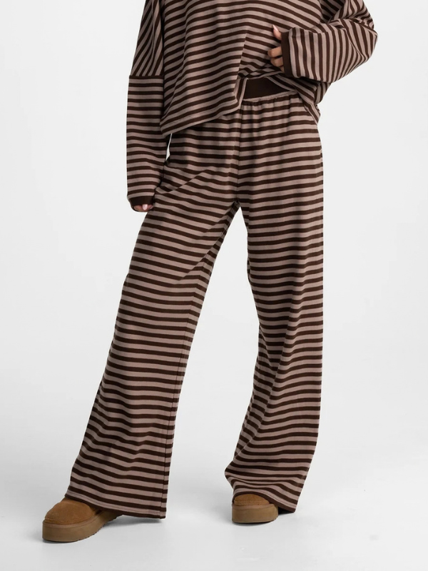Brown and tan Striped elastic pants 