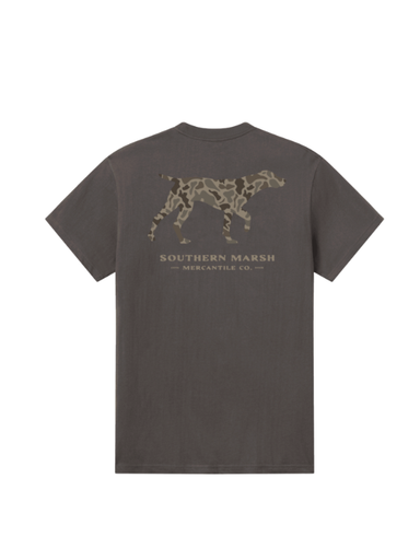cotton gray tee by southern marsh camo dog