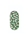 Oval Enameled Tray with Green Wavy Checkers