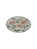 Oval Hand-Painted Blue and Orange Platter with Lemons stoneware