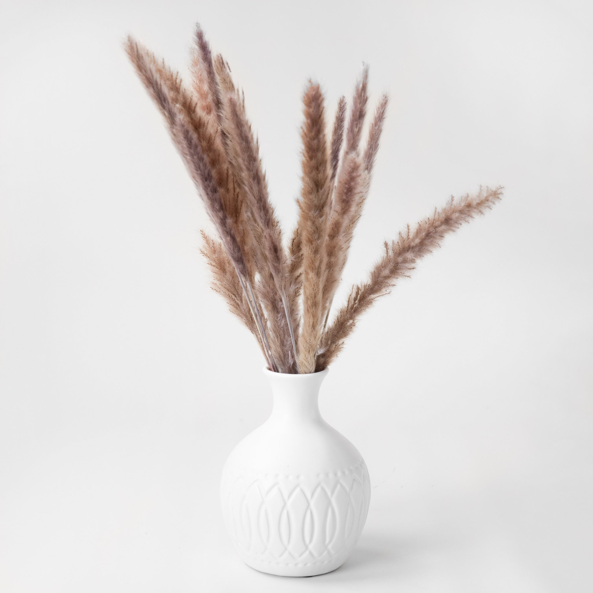 8.9" Matte White Patterned Vase