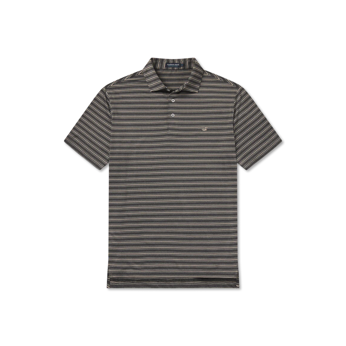 Maybourne Featherlight Stripe Polo in Charcoal & Midnight Gray