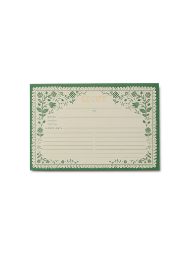 green and white recipe cards