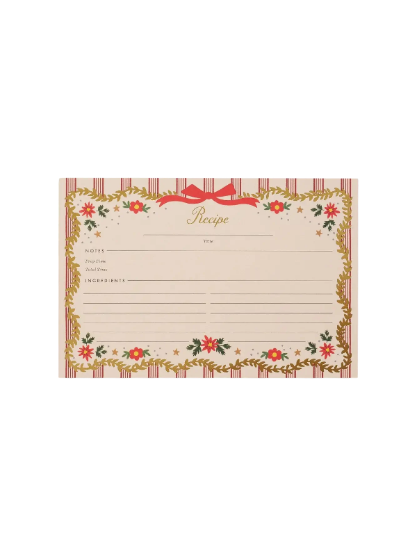 holly trimmed recipe cards set of 12