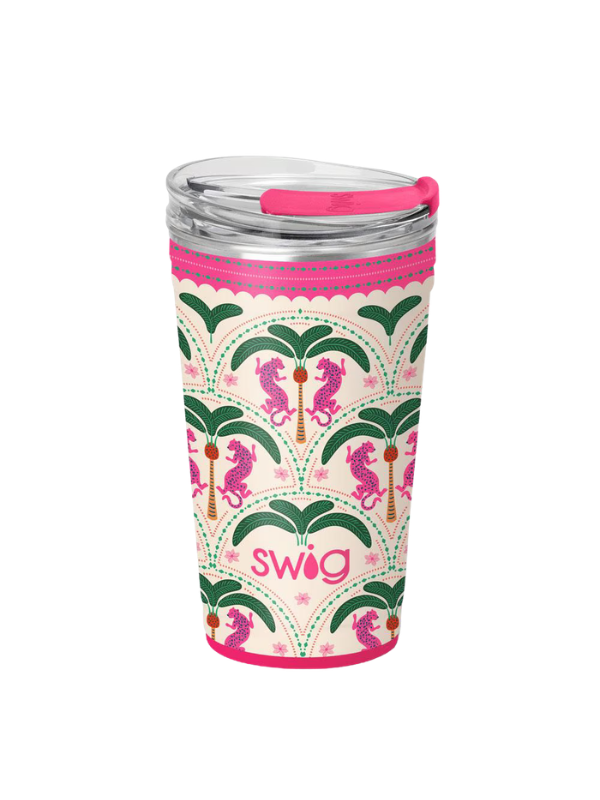 Palm Royale Party Cup by Swig Life tiger print fun chic 
