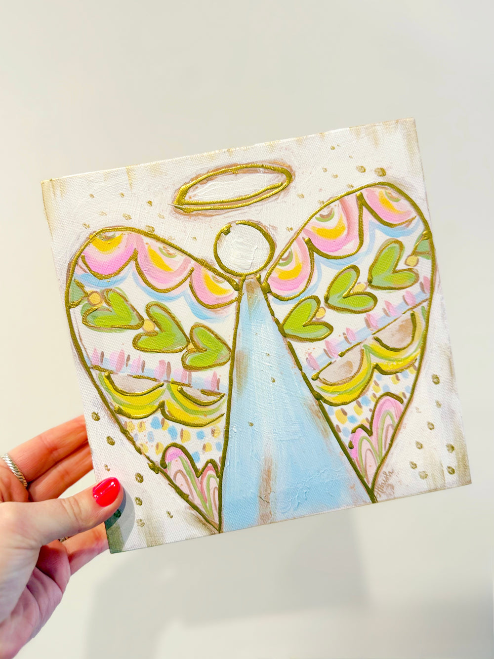 Handpainted angel with pastel colors 