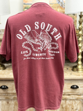 eagle and chain on red tee