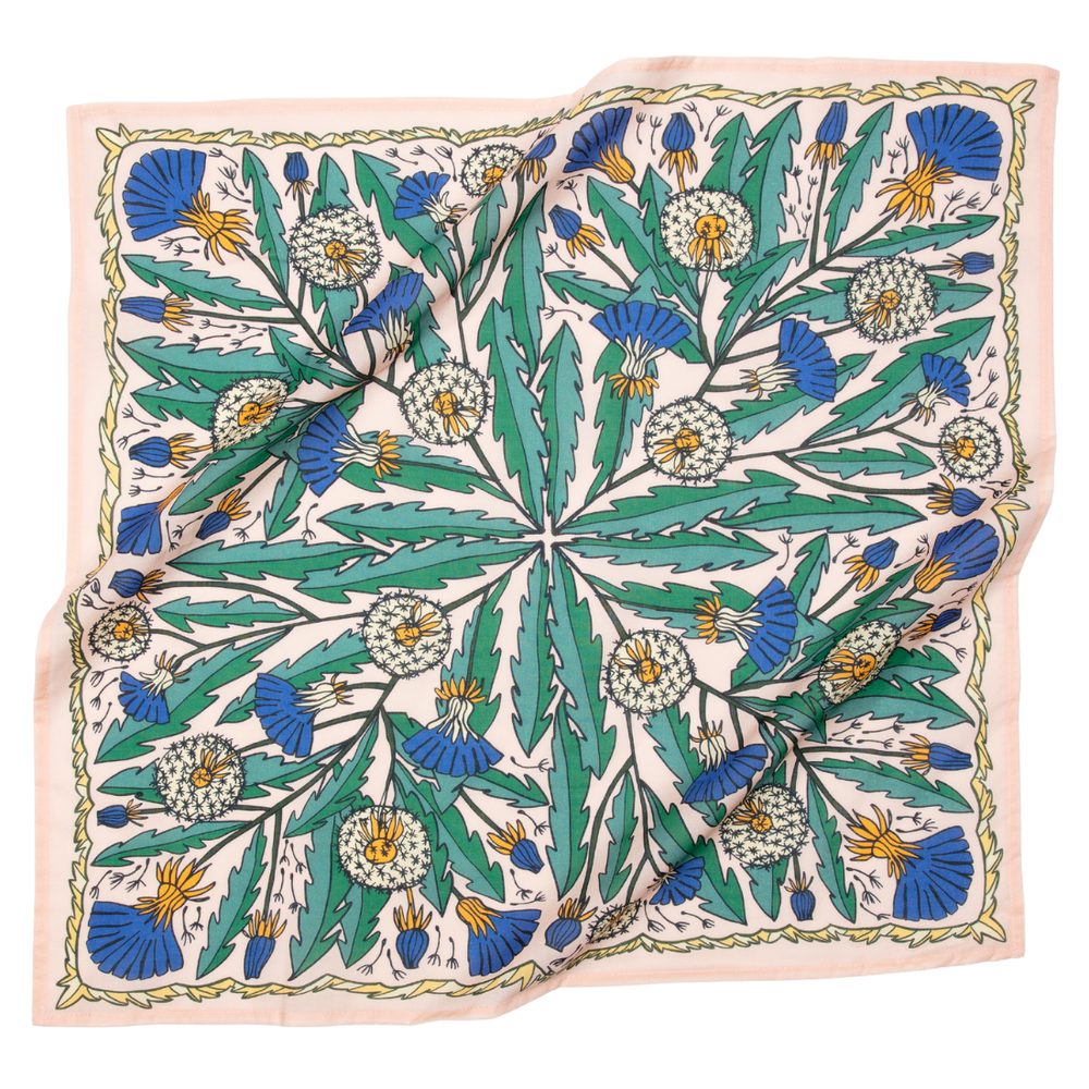 Decorative bandana with floral pattern on a white background