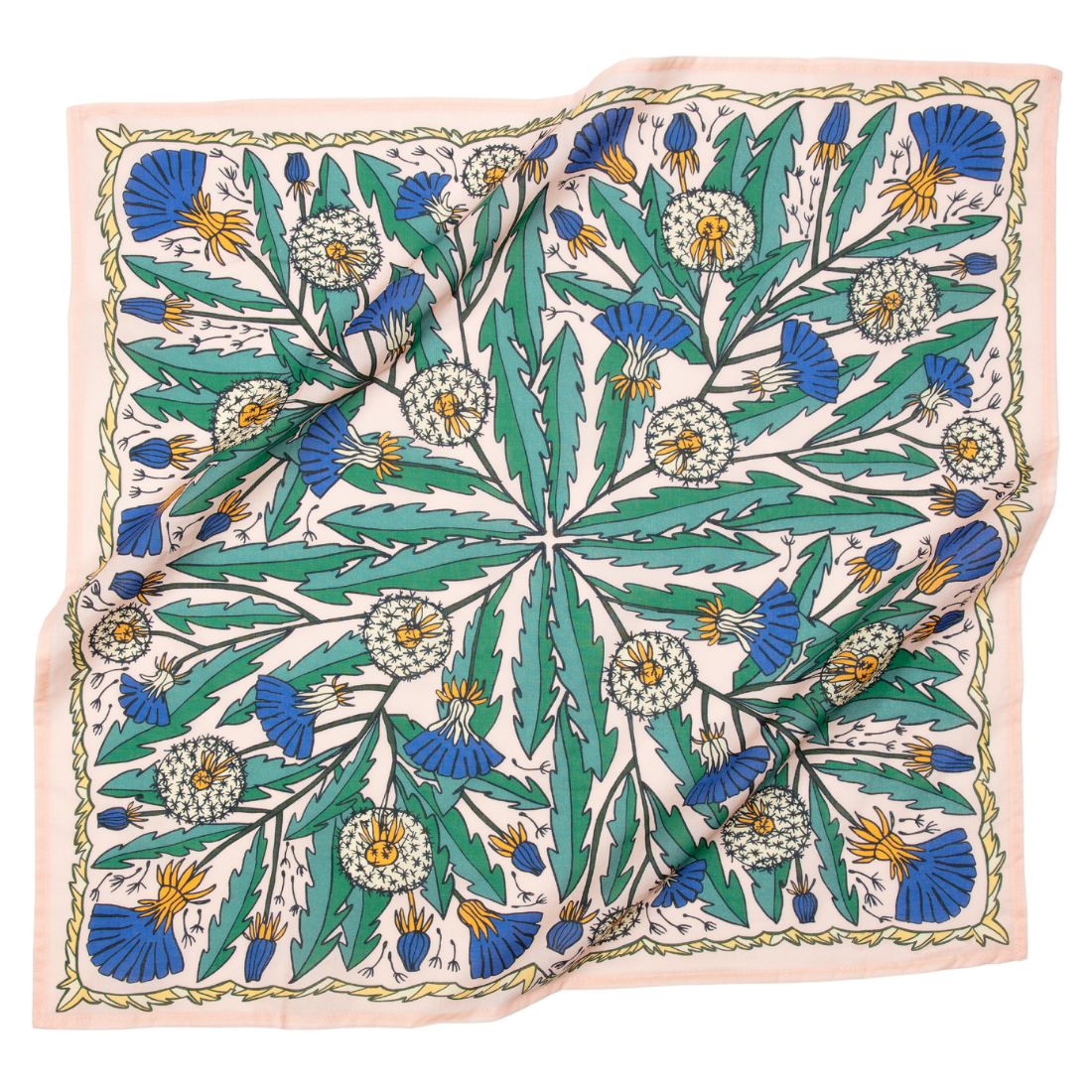 Decorative bandana with floral pattern on a white background