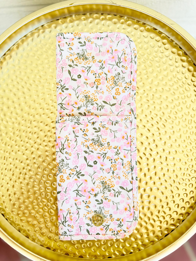 pink floral hot tool case with front pocket