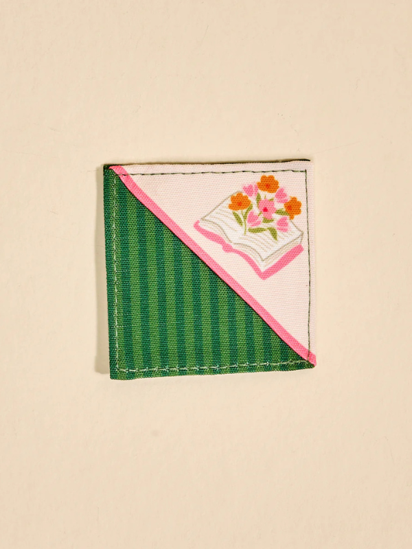 green and striped fabric bookmarks