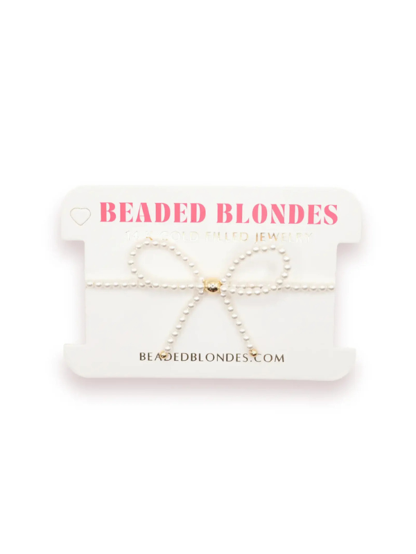 Beaded blondes pearl bow shaped bracelet