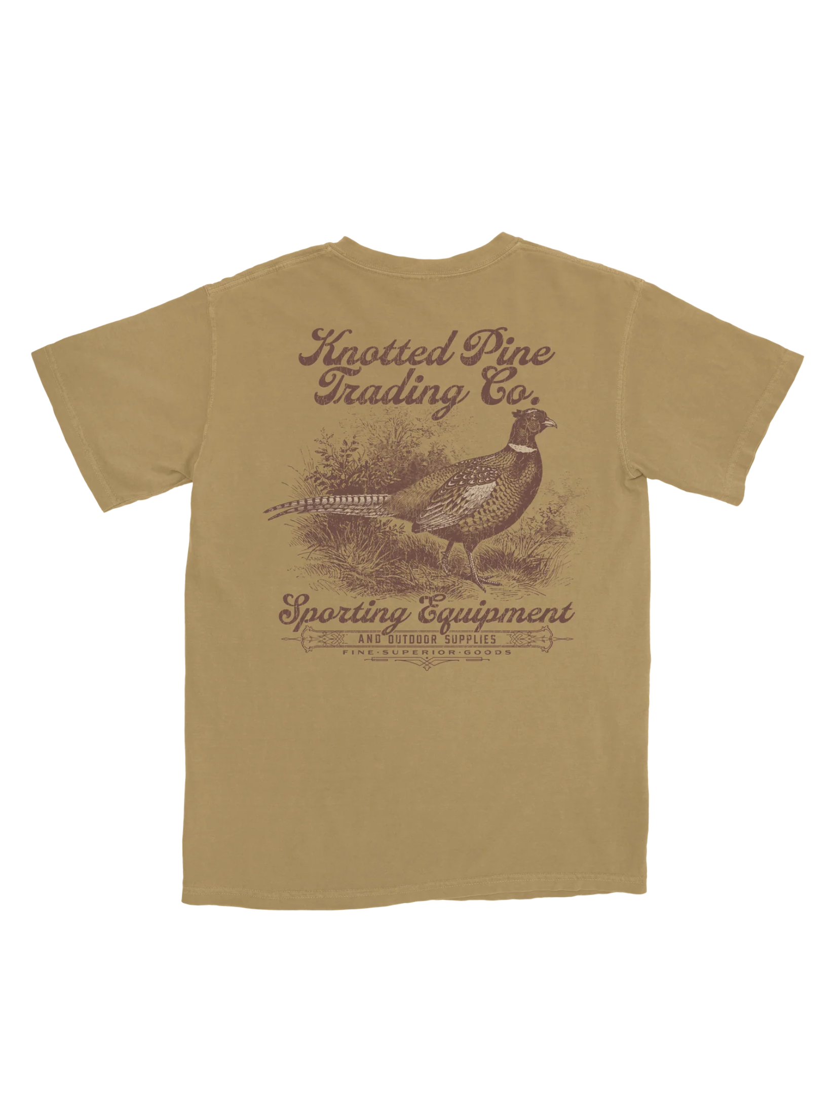 mustard yellow shirt with pheasant art
