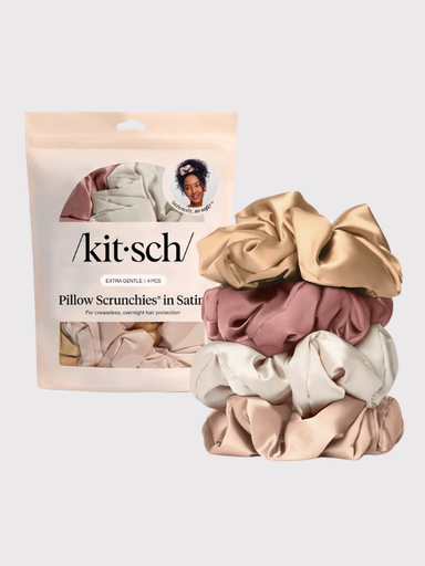 Satin pillow scrunchies for creaseless overnight hair protection 