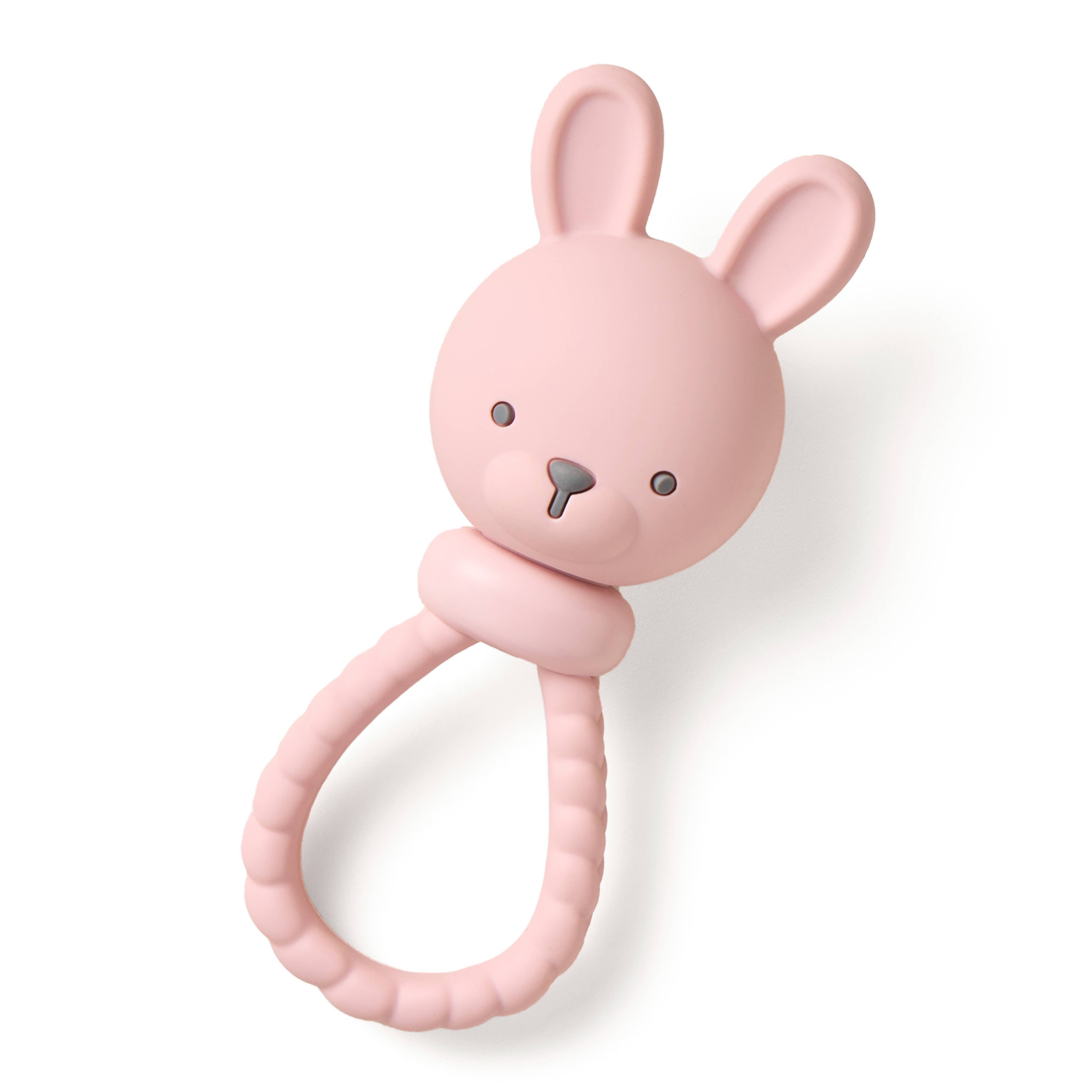Pink bunny baby rattle teether by itzy ritzy