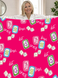 big Pink Mahjong Fleece Blanket