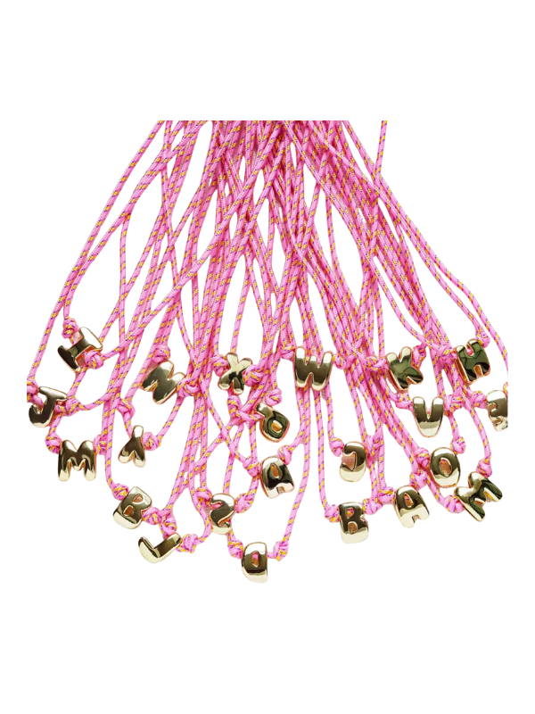 adjustable pink rope letter necklace
