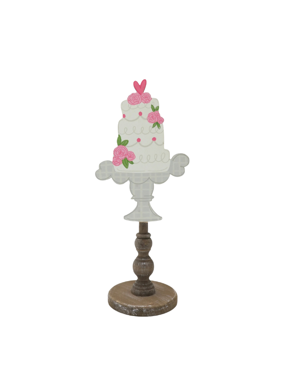 Pink Roses and heart Wedding Cake Topper