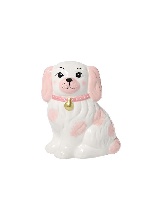 pink dog piggy bank 